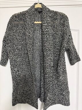 Express Black & White Marled Open Cardigan